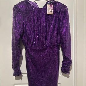 Misguided long sleeve mini sequin dress